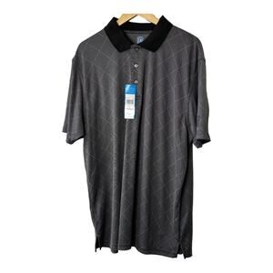 PGA Tour Black Diamond Print Short Sleeve Polo Shirt Men's XXL New
